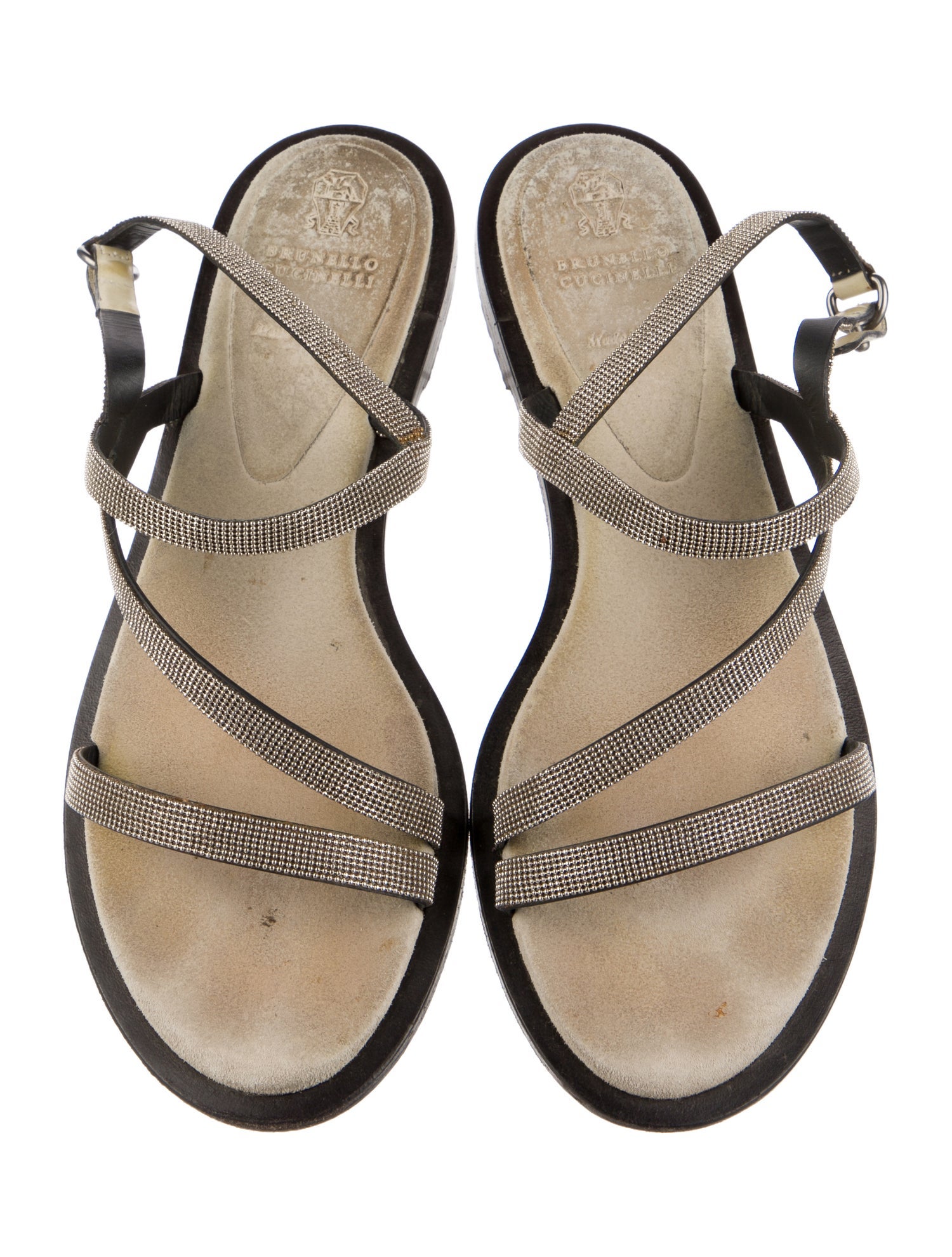 Brunello Cucinelli Suede Beaded Accents Sandals